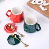 Creative Personality Trend Coffee Cup Nordic Style Ceramic Cup with Lid and Spoon Office Water Cup Gift Set