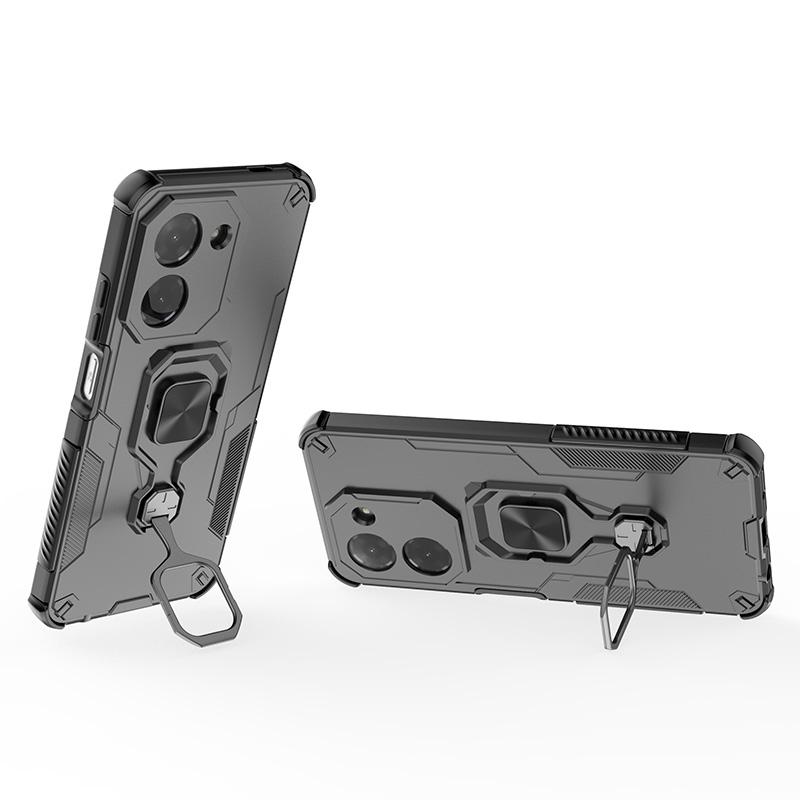KEYSION Shockproof Armor Case for Redmi A5 4G Soft Silicone+PC Upright Metal Ring Stand Phone Back Cover for Xiaomi POCO C71