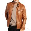 Winter Men's PU Leather Motorcycle Jacket - European/American Style, Stand Collar, Slim Fit