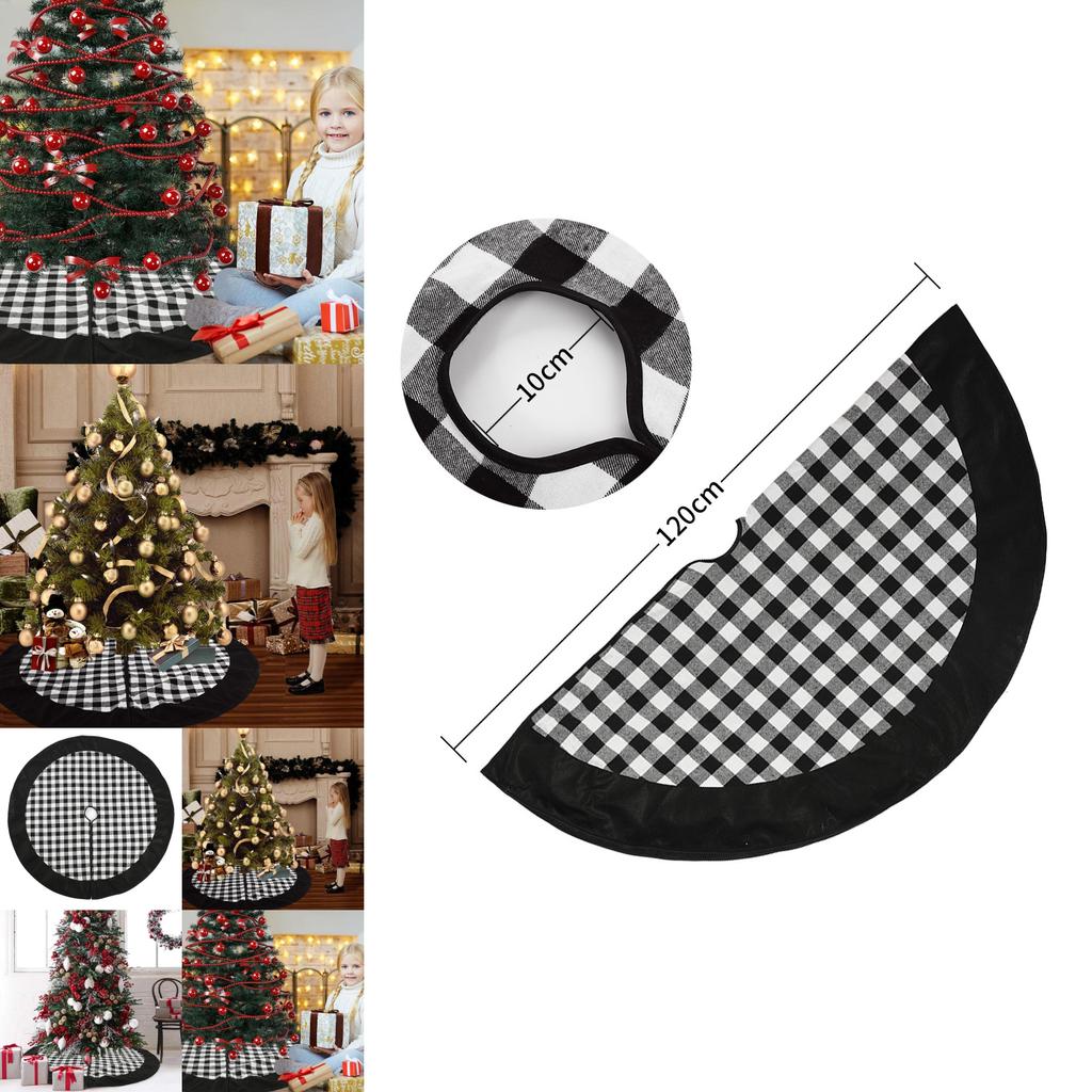 Premium Quality Black Checkered Christmas Tree Skirt With Sophisticated Design