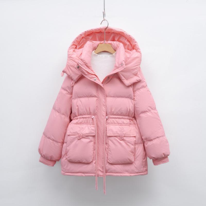 Down jacket women's winter fashion waist thin small warm thickened hooded jacket