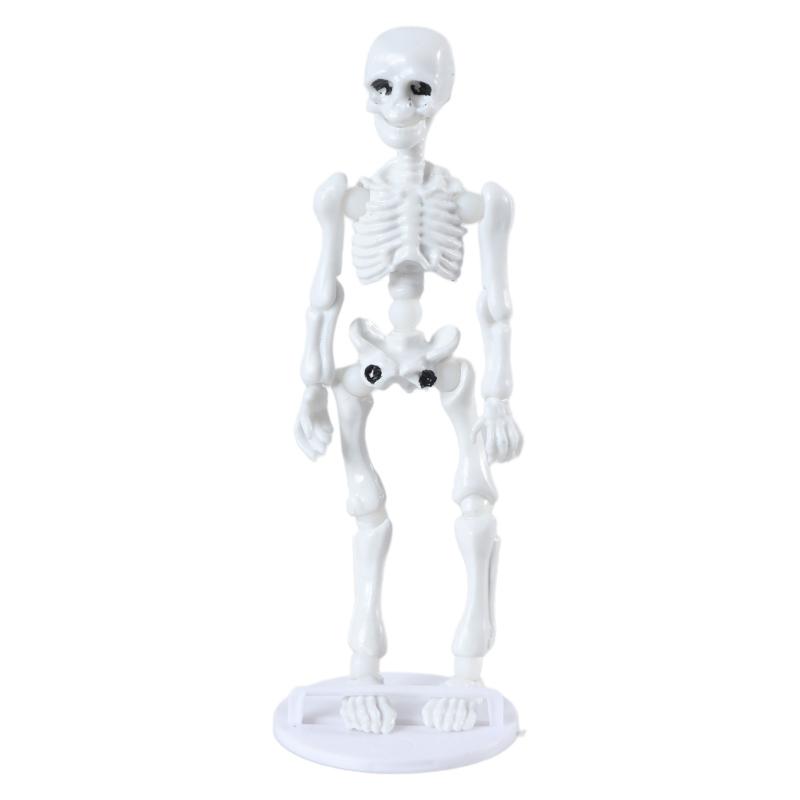 

Articulated Tiny Human Skeleton Replicas, 9cm White Skull Model, Human Skeleton Model for Halloween Display Craft Toy 1