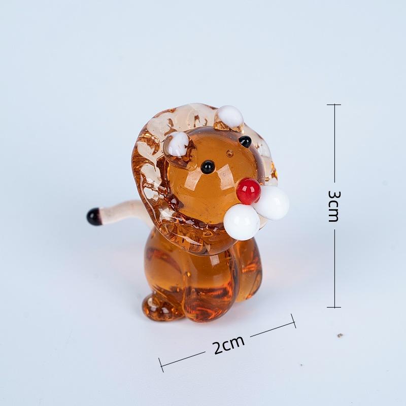 Japanese-style Mini Glass Animals Ornaments Cute Forest Tiger Lion Home Decor Figurines Micro Landscape Ornaments Accessories