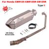 Slip On For Honda CBR125 CBR125R CB125R CBR 125 Motorcycle Exhaust System Front Link Pipe Muffler Escape Removable DB Killer
