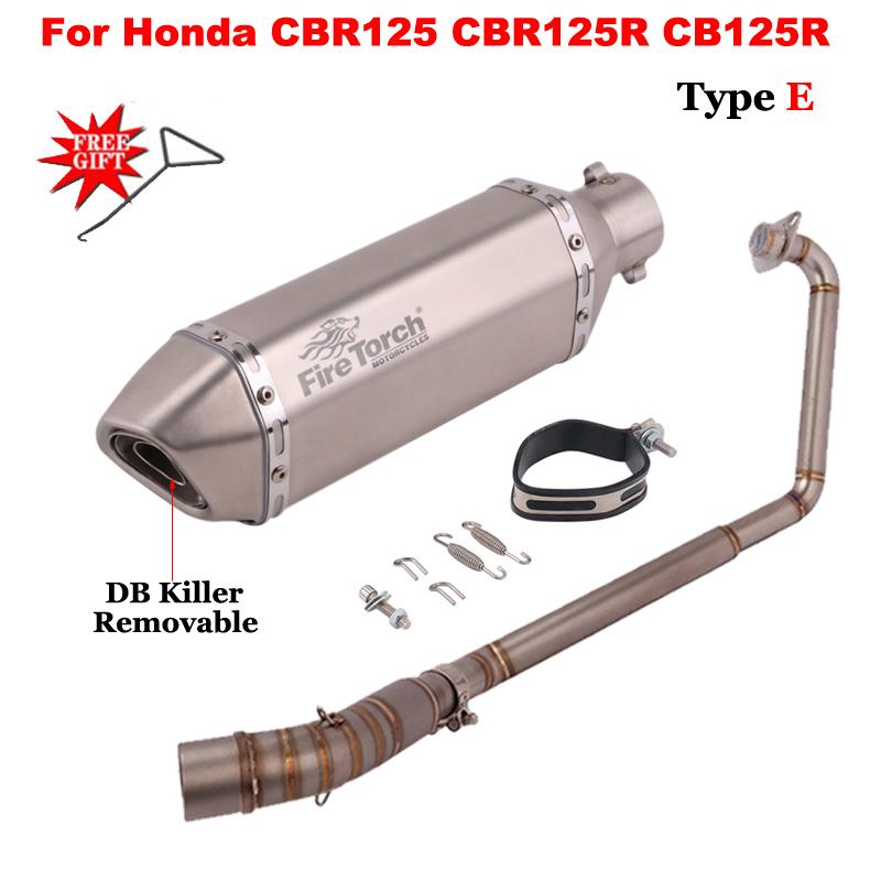Slip On For Honda CBR125 CBR125R CB125R CBR 125 Motorcycle Exhaust System Front Link Pipe Muffler Escape Removable DB Killer