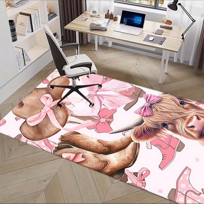 Chair Mat: Pink Bow Cow Print Office Carpet Oversized Rug for Home Decor, Sofa Cover, Gift Idea, Suitable for Bedroom, Living Room, and Various Rooms