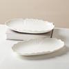 Haoya White Ceramic 10-Inch Chrysanthemum Petal Fish Plate, 2-Pack