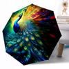 Peacock and Floral Fantasy Outdoor Automatic Umbrella Retractable Design with 8-Rib Durability Lightweight Perfect Gift for Friends Family
