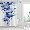 1pc Modern Art Abstract Blue Butterfly Silhouette Digital Print Shower Curtain, Water-Resistant Polyester Fabric, Machine Washab