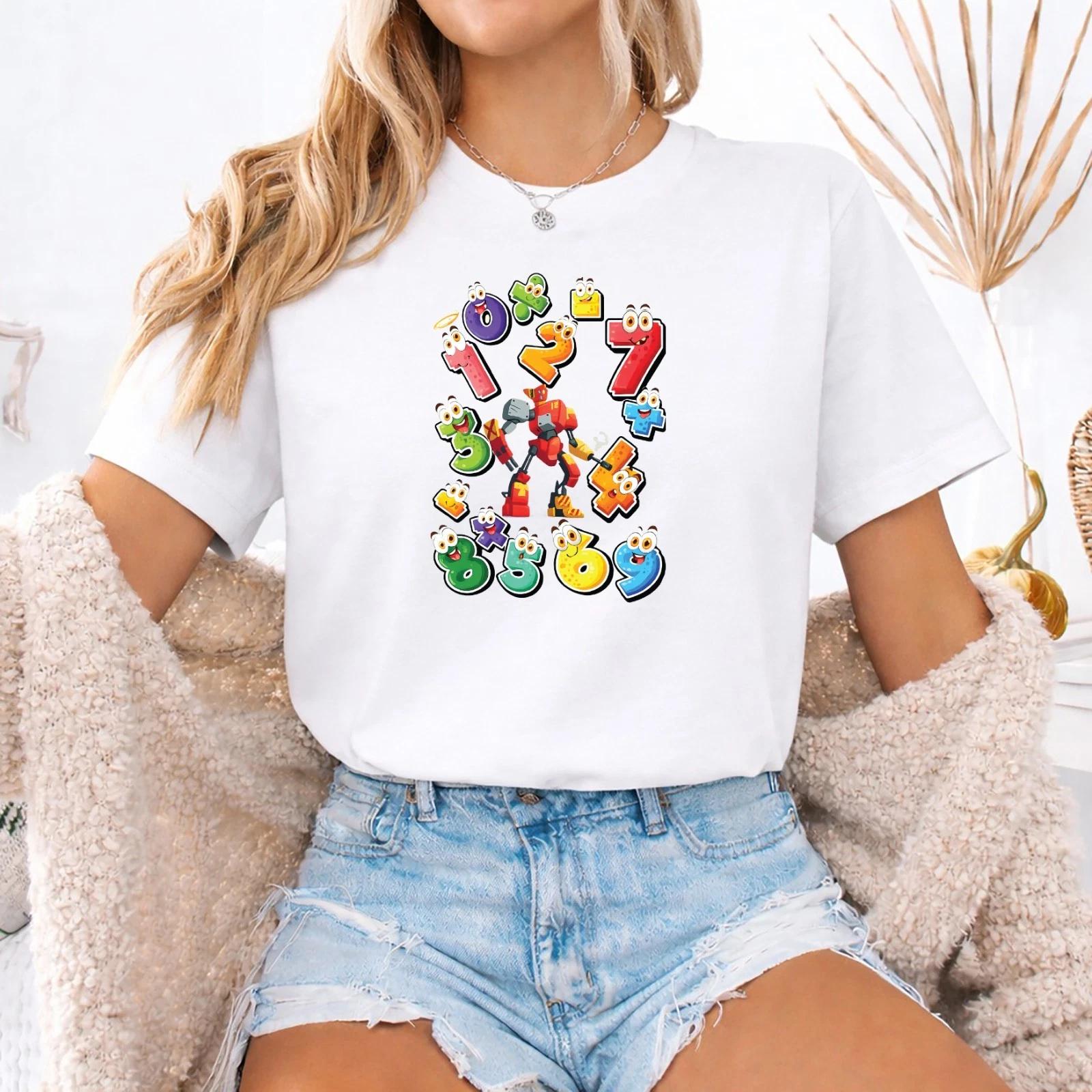 Maths Day T Shirt Kids Preschool Number Day Funny School Tee UK , Number Robot S