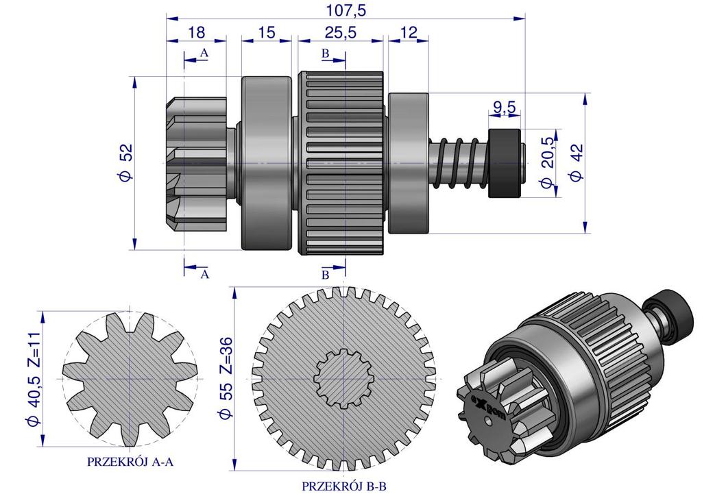 Starter Clutch Assembly C-330 C-360 ZETOR Type Magneton 9142722 Blue Line EXPOM KWIDZYN