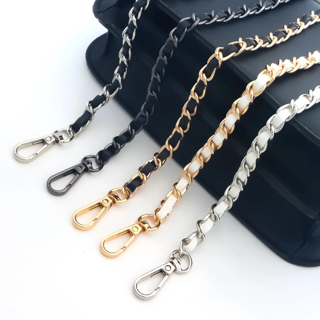 47in PU Leather Flat Chain Strap Handbag Chains Purse Straps Shoulder Cross Body Replacement Strap DIY Purse Making