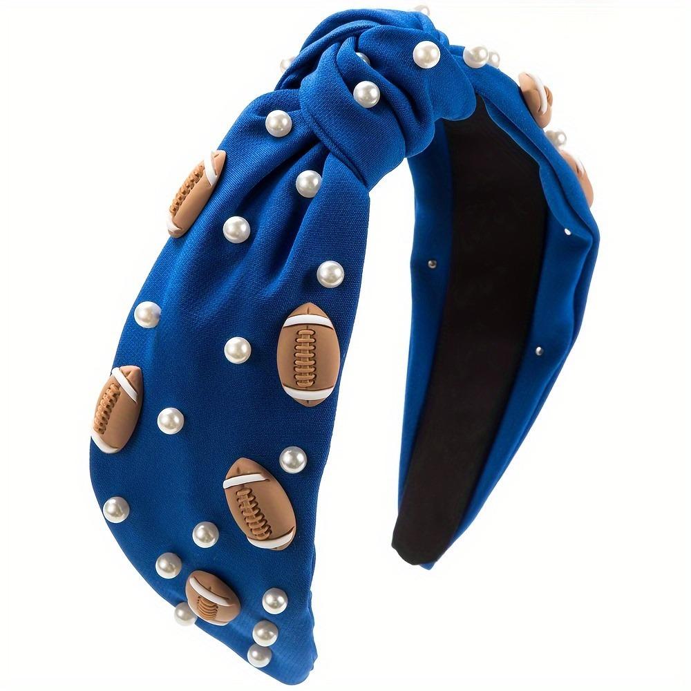1pc Sport Pearl Embellished Soccer Hairband Hairband with Knot Detail - A must have for soccer rugby games and for all seasons!