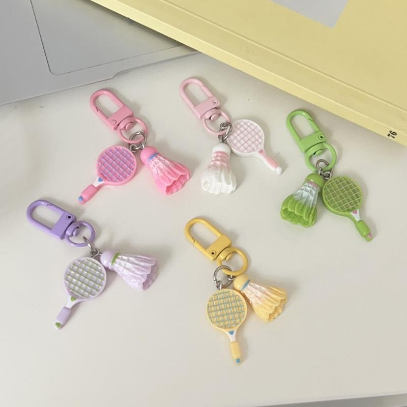 Motivational Badminton Keychain Cartoon Inspired Resin Plastic Hanging Decoration For Athletes Students Friend