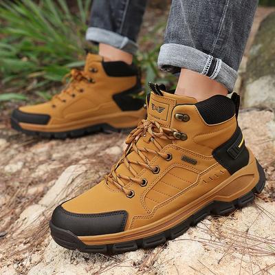High-Top Leder Herrenstiefel Atmungsaktive Wüsten-Kampfstiefel Outdoor Rutschfeste Wanderschuhe Herren Motorradschuhe Arbeits-Knöchelstiefel