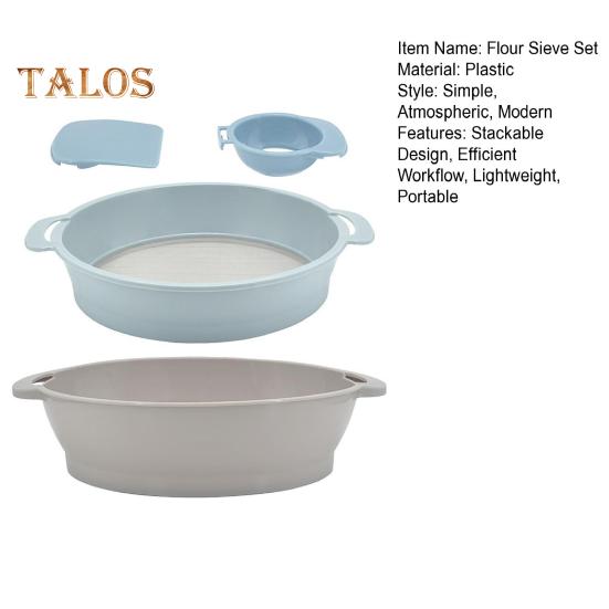 Stackable Flour Sieve Set 4-Piece Multifunctional Kitchen Baking Tools Including Fine Mesh Sifter Egg White Separator & Flour Scraper Portable Pollen