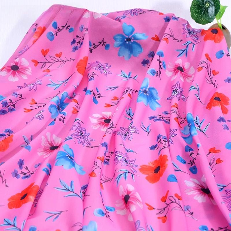 100x150cm 30D Printed Chiffon Ink Chinese Style Fabric Transparent for Sewing Skirt Gauze Scarf Clothing Fabric