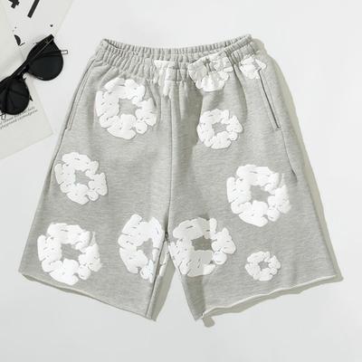Sommer Herren Shorts Blumendruck Kordelzug Elastische Taille Lose Taschen Plissee Urlaub Strand Sport Casual Homewear Kurze Hosen