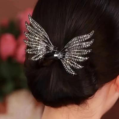 Schwarze Engelsflügel Volle Haaraccessoires, Zinklegierung Volle Seeplatte, Exquisiter Kopfschmuck, Geeignet für den Urlaubsgebrauch Haarspangen