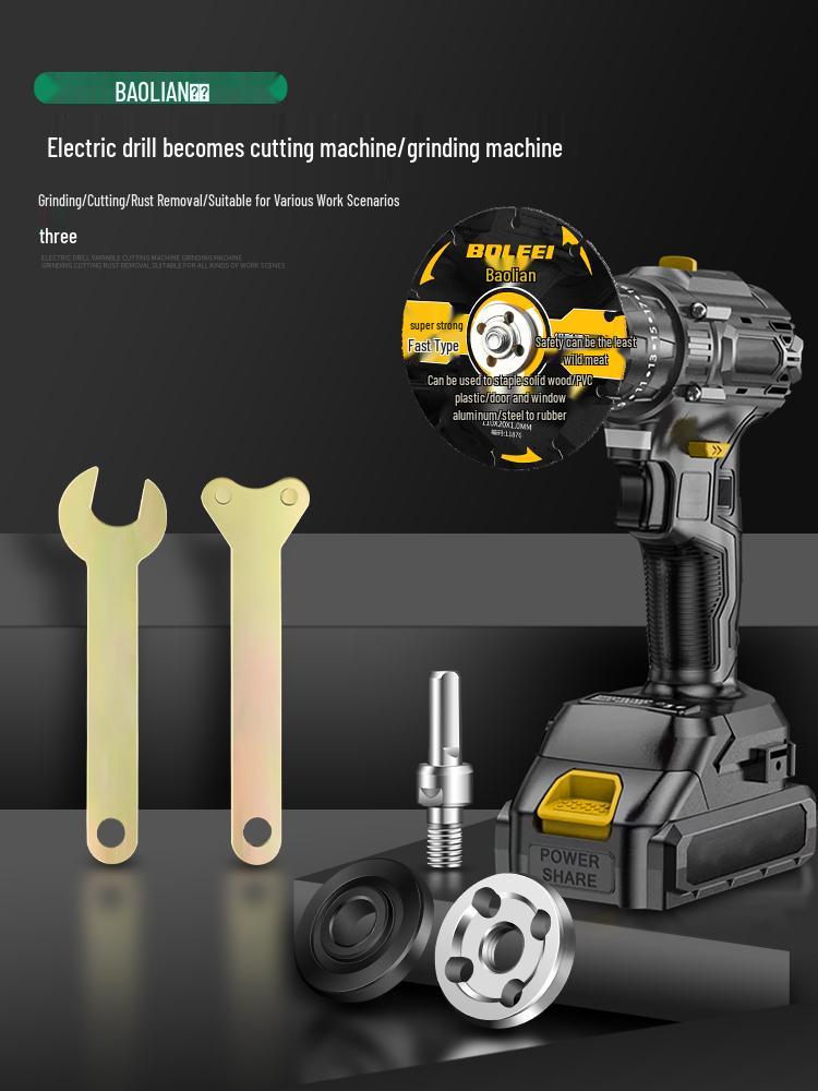 Baolian Electric Drill To Angle Grinder Converter Kit: Chuck, Connecting Rod, and Cutting Attachment