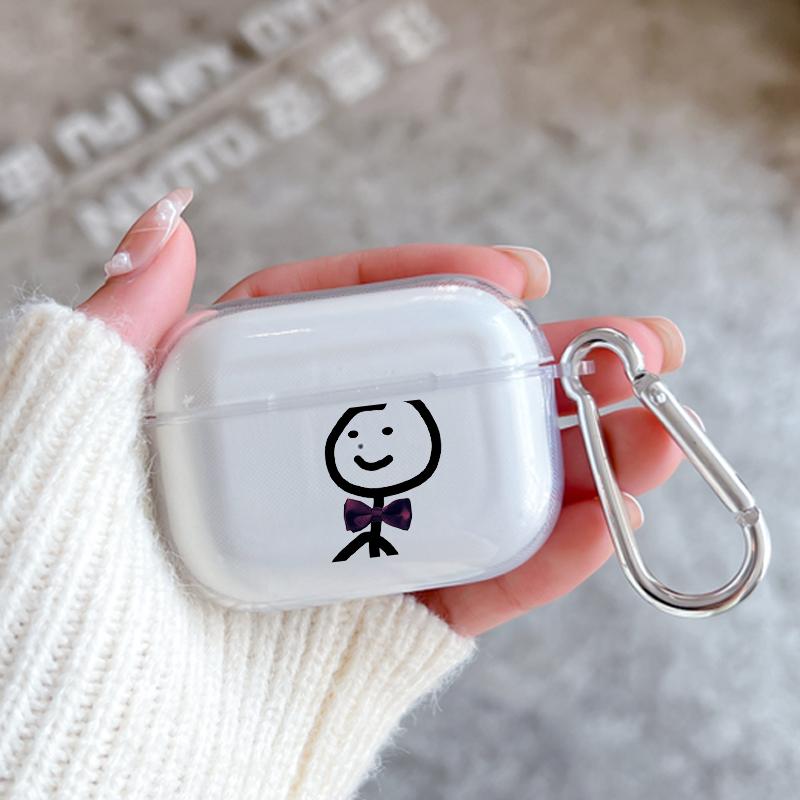 Case for Apple Airpods 2 1 Earphone Cases With Hook funny Cute Cartoon Matchman For Airpod Pro 3 Pro2 Clear Protective Covers