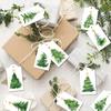 60pcs Cards Christmas Watercolor Pine Tree Gift Tags Festive Hang Tags Wrapping Box Decoration Gift Tags with 30m Hemp Rope