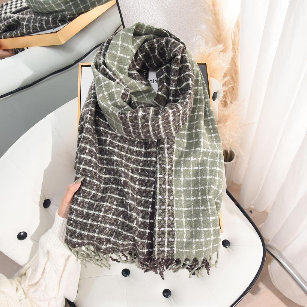 Winter retro imitation cashmere color matching scarf atmosphere warm shawl lazy style student travel scarf woman
