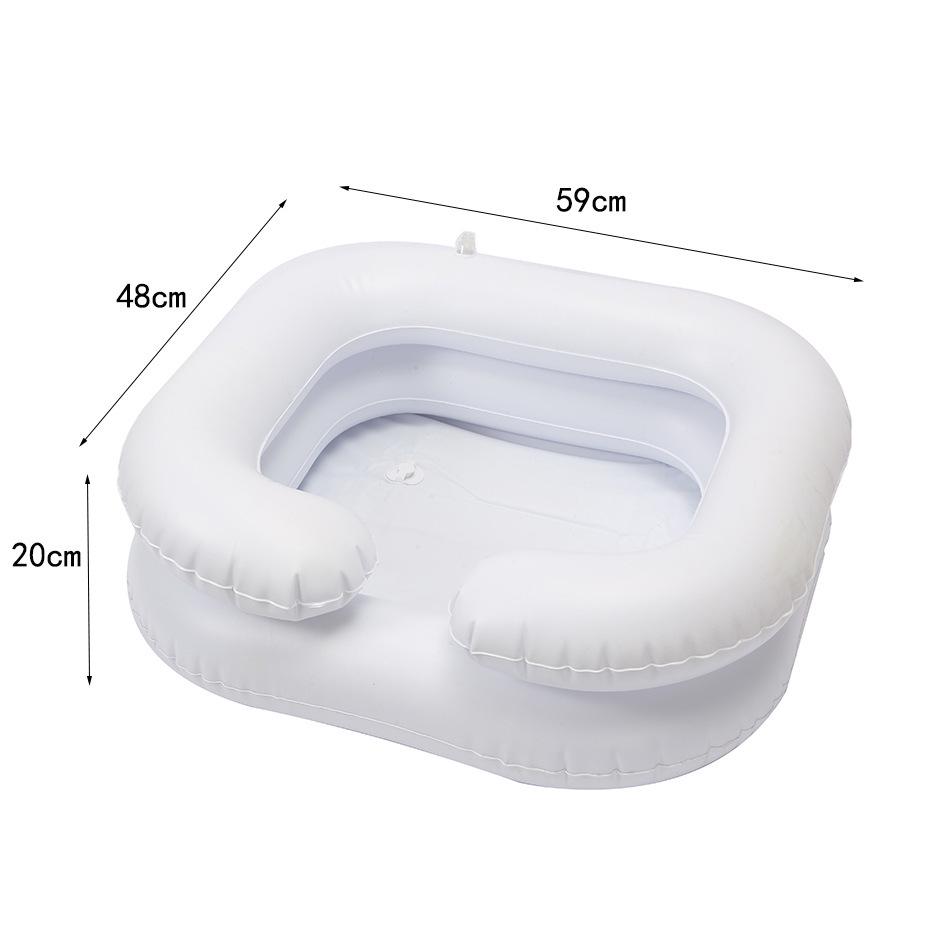 

Портативная ПВХ надувная раковина для мытья головы для пожилых, беременных и лежачих больных – Складная и простая в использовании, Белая 59x48x20 cm
