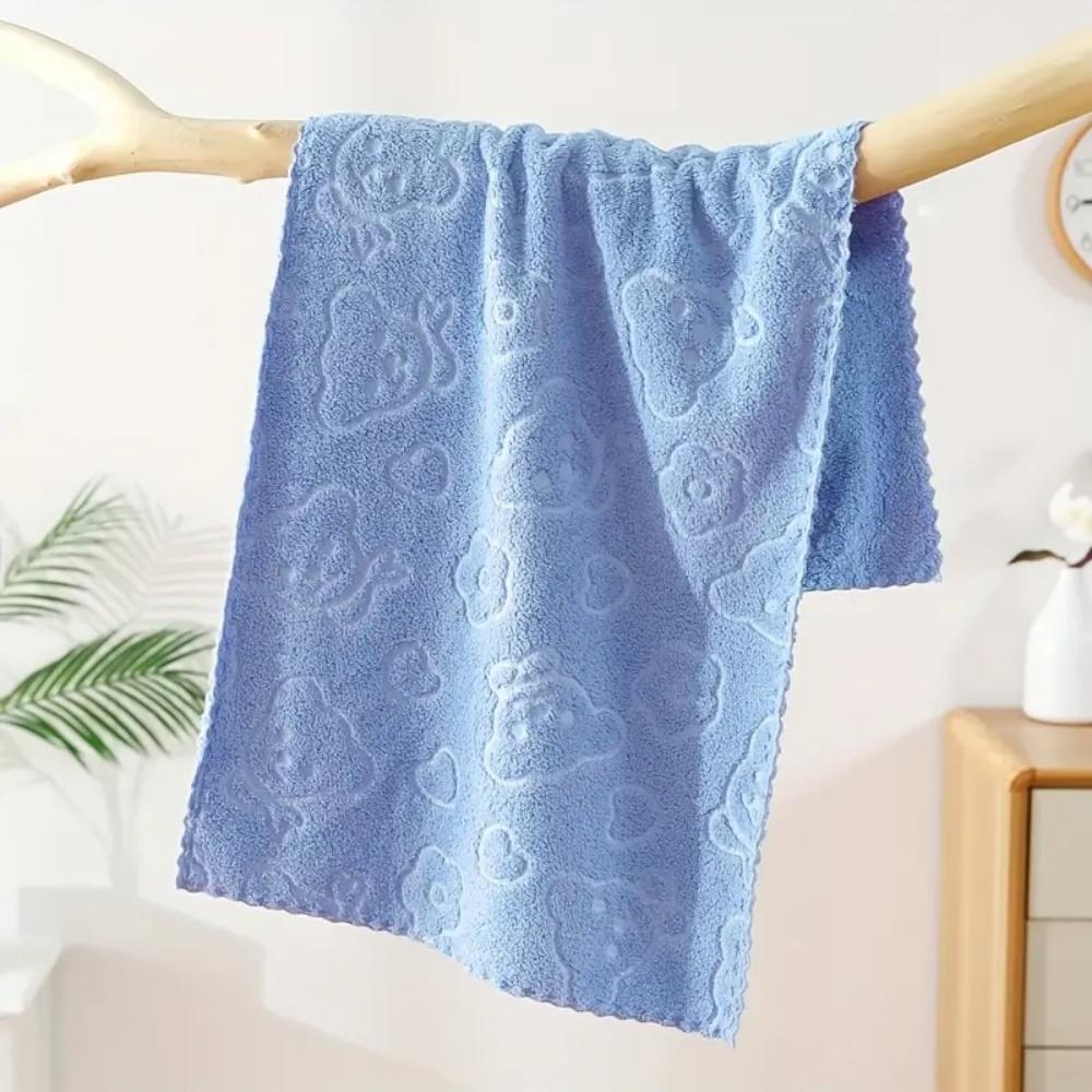 3pcs Adorable Cartoon Bear and Floral Embossed Towels Highly Absorbent Quick-Drying Towels Essential for Bathroom Home Decor