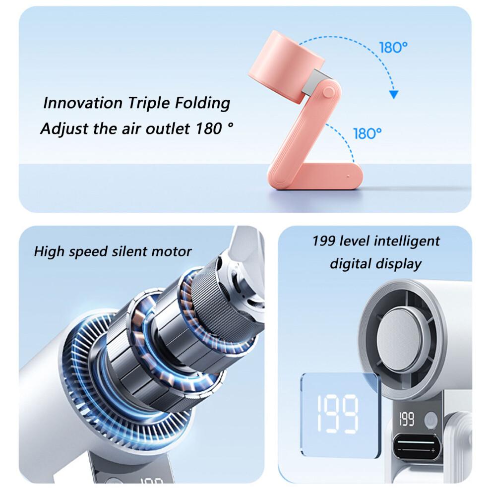 Portable Handheld Fan 199 Speed Mini Cooling Desk Fan Quiet Handheld Fan White
