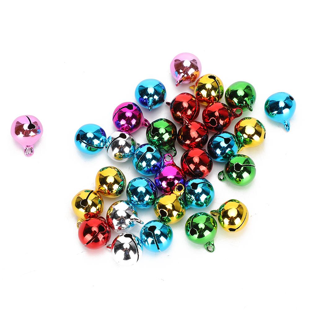 50Pcs Small Metal Bell Colourful Paint Christmas Jingle Bells Key Pendant Party DIY Beads