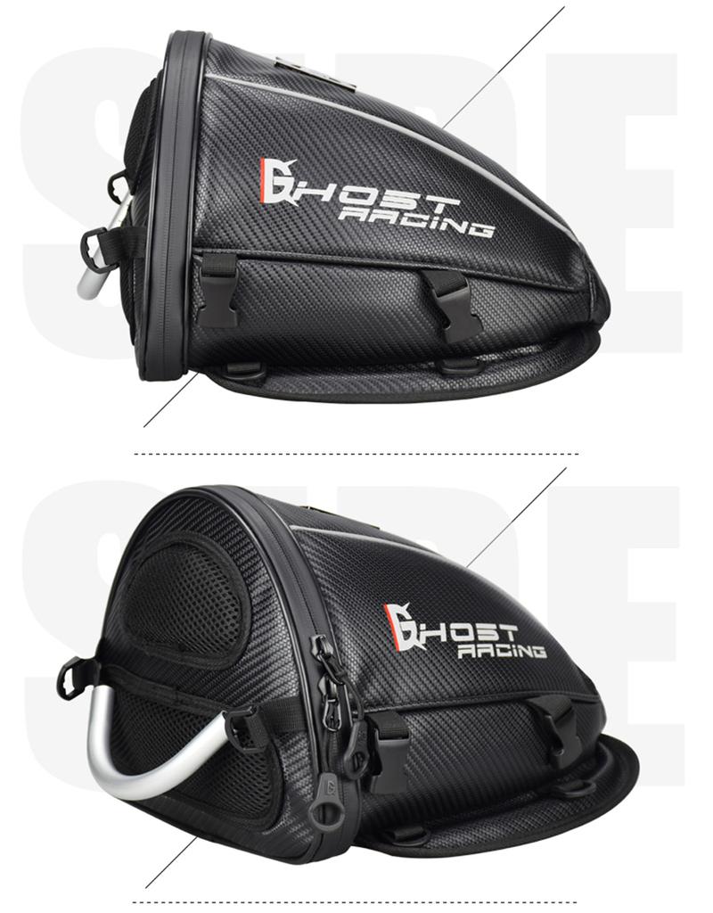 Motorcycle PU Leather Rear Seat Tail Bag Tool Bag Waterproof Carbon Fiber Color