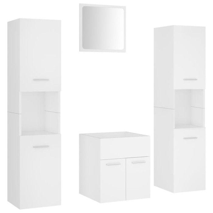 VidaXL Ensemble de Meubles de Salle de Bain Armoire de Rangement Placard de Toilette Armoire d'Evier et Lavabo Miroir Mural 3071036