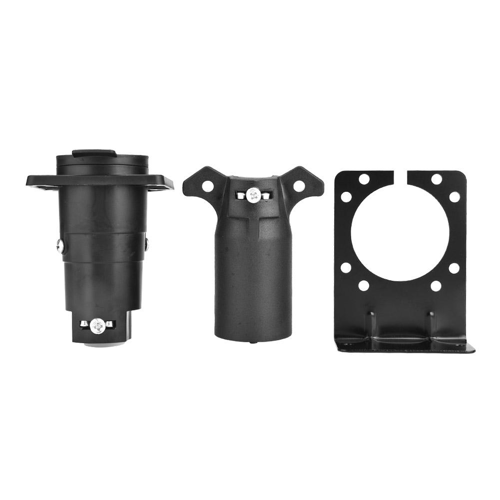 7 Pin Car Trailer Plug Socket Bracket Set Adapter Connector for Caravan Towbar Towing 12V