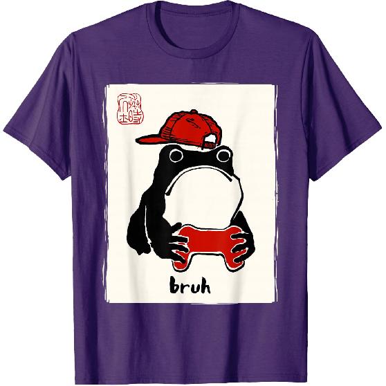 Grumpy Frog Gamer Bruh Ink Painting Japanese Funny Gamer T-Shirt
