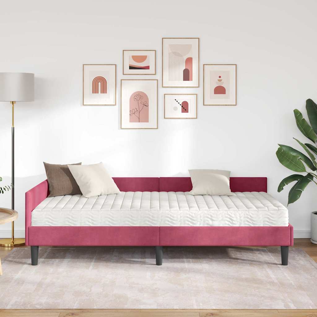 Corner Bed Frame with Mattress Miscellaneous 2 Pcs Green Velvet