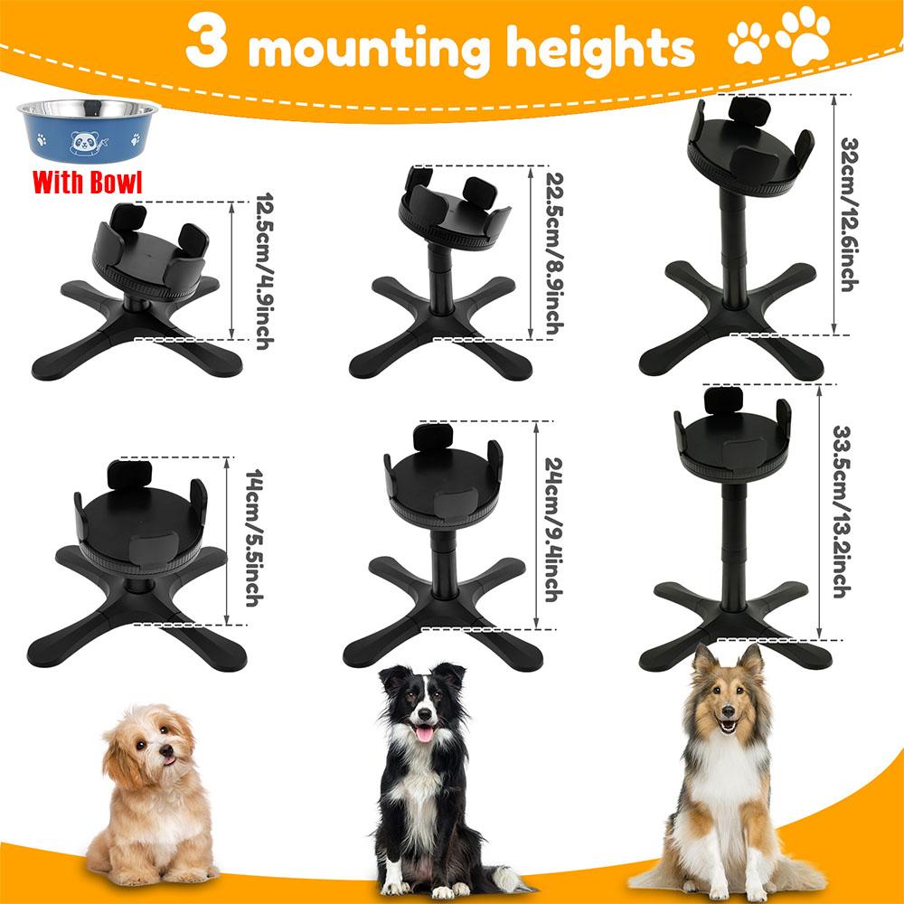 Adjustable Dog Bowl Stand Stable Elevated Dog Bowl Stand With Stainless Steel Bowl 2 Placement Modes Non Slip Tilted Pet Bowl