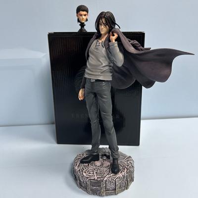 30CM Anime Figure Attack On Titan Eren Jaeger Figure Standing Suit Dress Up Interchangeable Head Model Toy Gift Action Figure