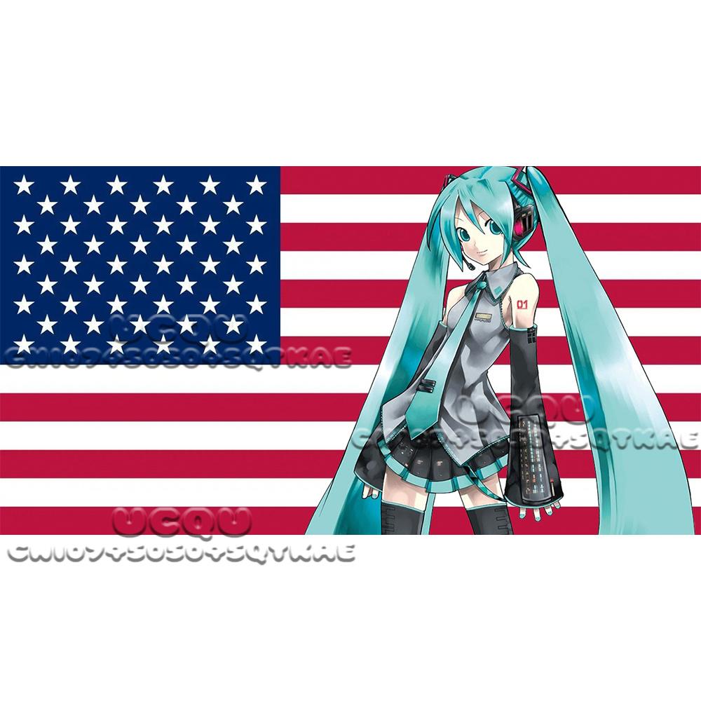 Anime Hatsune Miku Tapestry American Flag Tapestry Background Decoration Dormitory Bed Tapestry Living RoomSofa Background Cloth 74x94cm(29x37in)