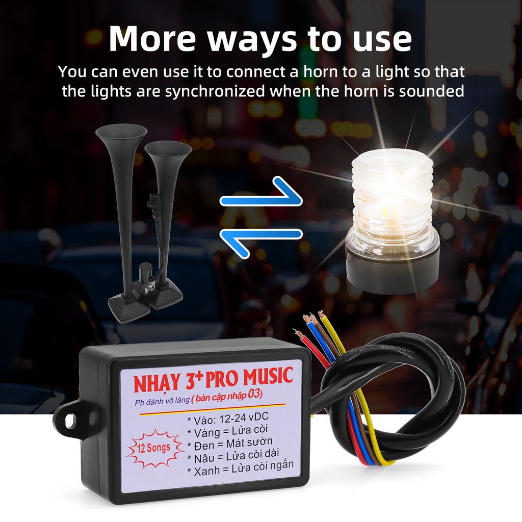 8 Sounds Musical Electronic Horn Controller 3+ Pro Music Rapid Horn Relay 12-24V 8Tones 12 Tones Horn for All Car Motor Truck