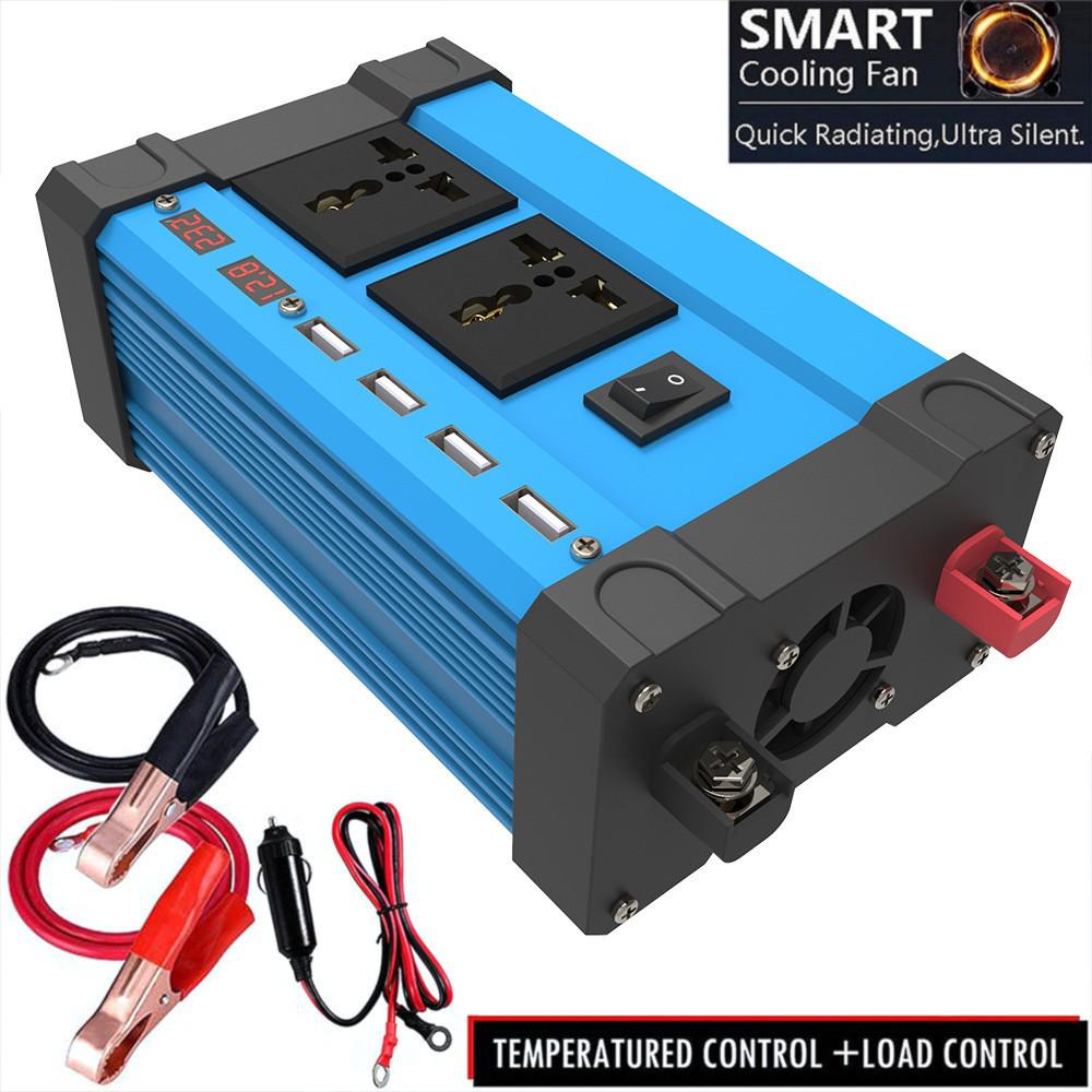 Smart LED Display Car Inverter 12V to 220V/110V with Dual USB