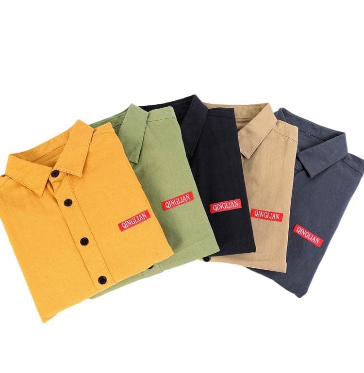 Stylish Long Sleeve Work Plus Sizes Casual Outerwear for and Simple Design with Double Solid Cotton [Four leaf] Men's Shirt, Available, Spring,