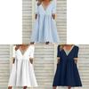 Cotton Linen Midi Dress With Ruffle Details For Office Women