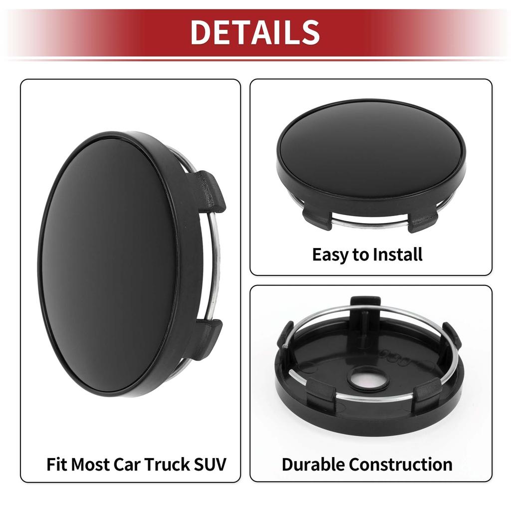 ACROPIX 60mm 2.36" Black Universal Car Wheel Hub Center Cap Wheel Hub Cap Cover Protector for SUV Truck 1pcs