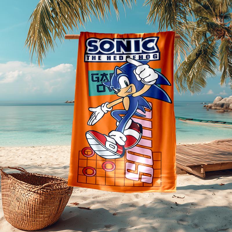 Ultra-Soft Beach Towel with Sonic Theme,Ideal for Pool - Camping, Diving - Perfect Travel Essential, Vibrant Beach Towel.