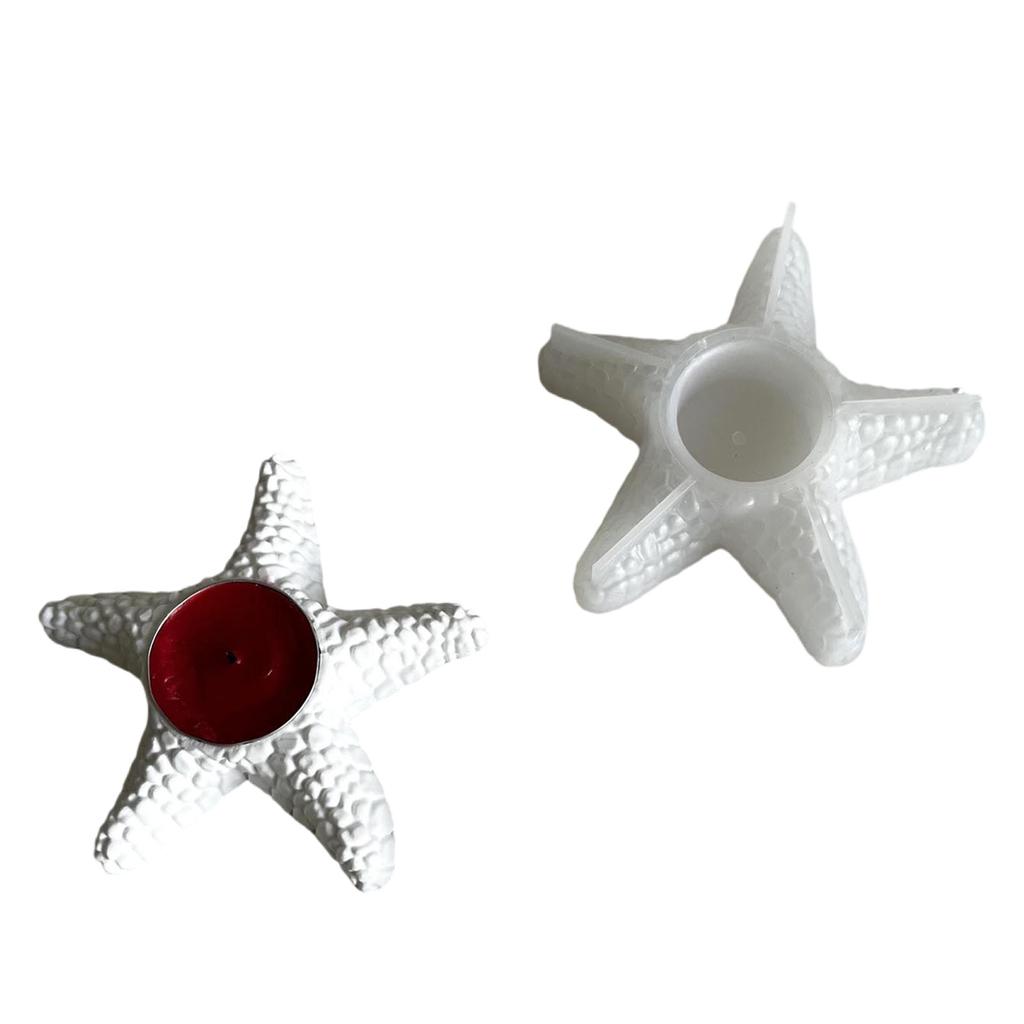 Starfish Candlestick Mold Silicone Candle Holder Mould Easy To Demold Tealight Mould Gypsum Home Desktop Ornament