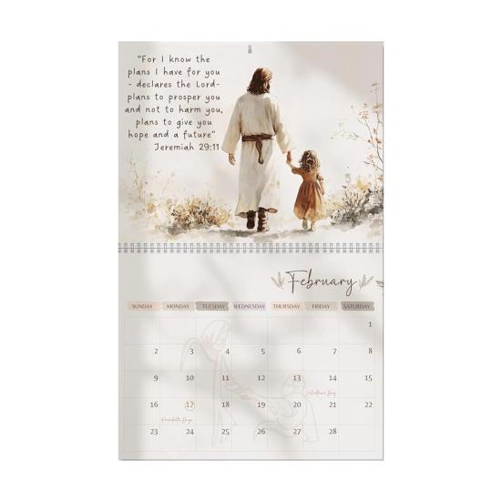 2025 Jesus Wall Calendar Religious Artwork Wall Calendar Bible Verses Hanging Monthly Calendar for Christ Lovers
