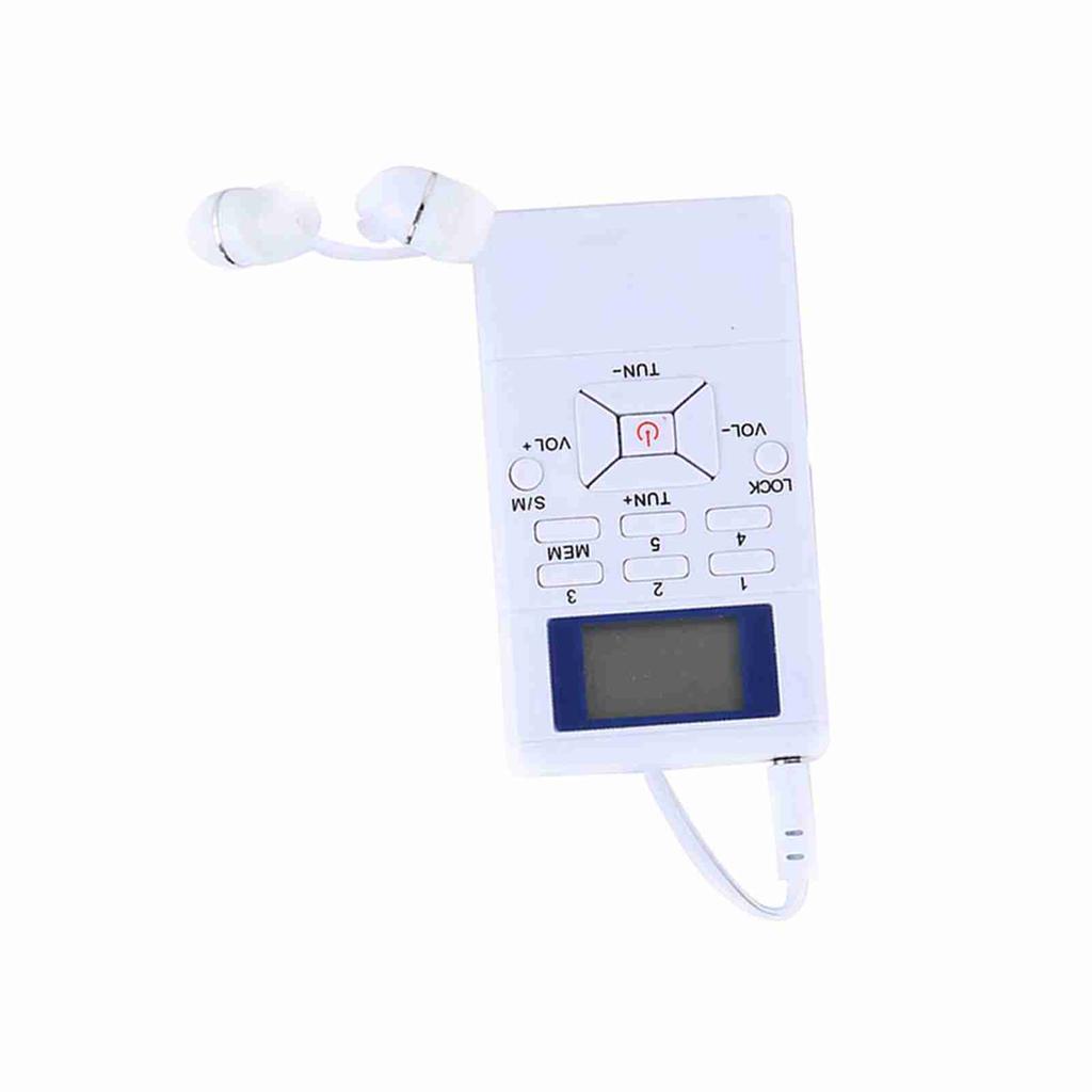 Mini Portable LCD FM Radio Digital Signal Processing Wireless Receiver With Earphone White