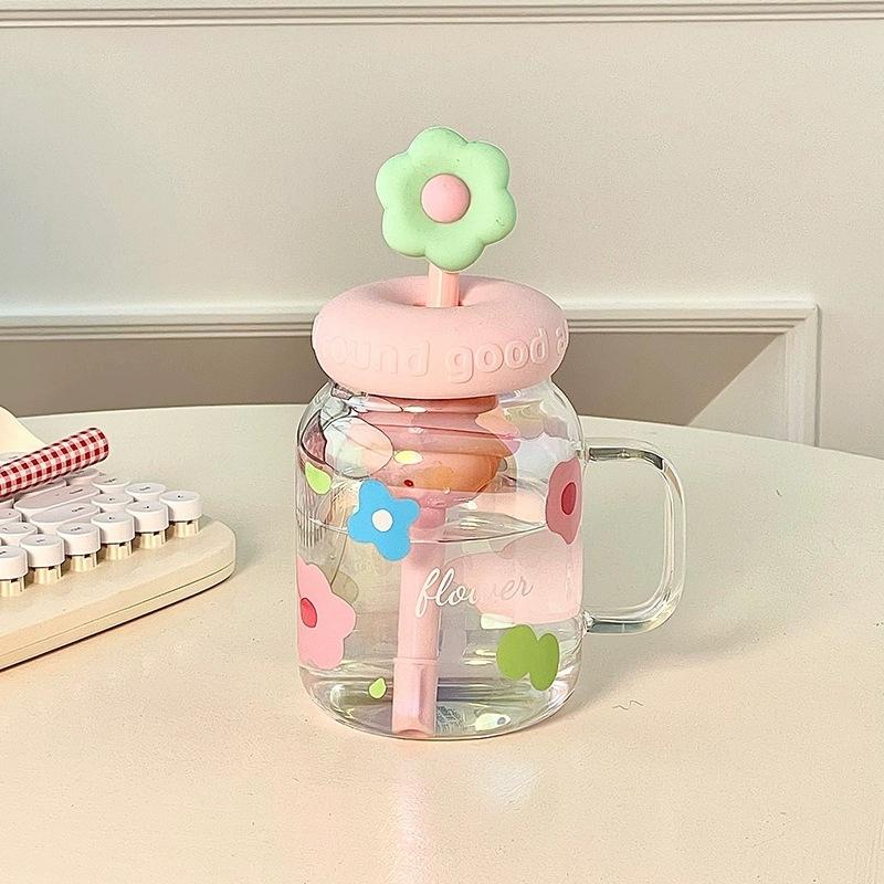 Water cup Large capacity glass High temperature resistant girls High value straw Tea separation cup New water cup