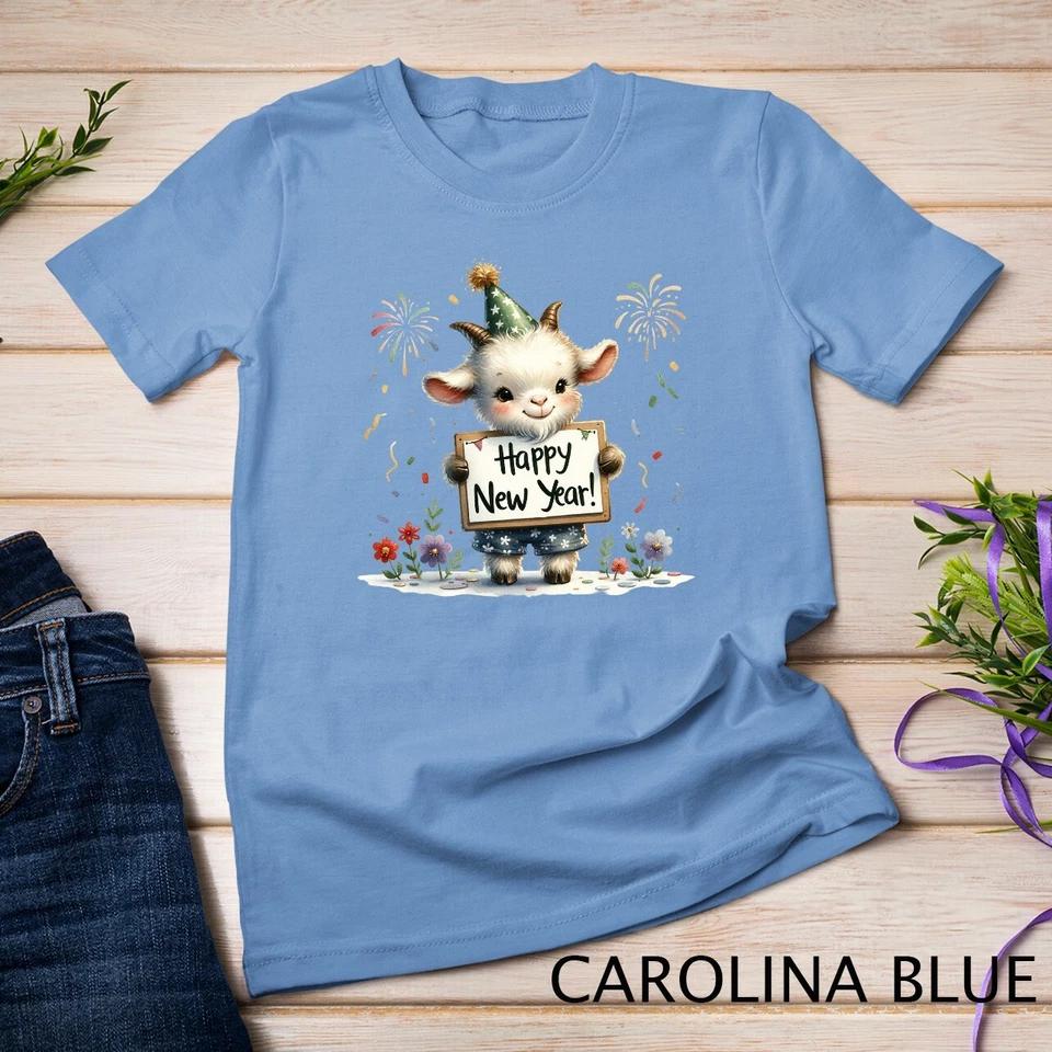 Festive Goat Happy New Year 2025 Funny T-shirt Unisex T-shirt 3 2XL